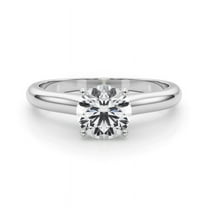 Ember Jewel Stamped 14K White Gold Plated Engagement Diamond Ring - 1.5 Ct Round Cut VVS1/D Lab Created Diamond Ring - Elegant Simple Anniversary Ring - Perfect Solitaire Wedding Ring for Her