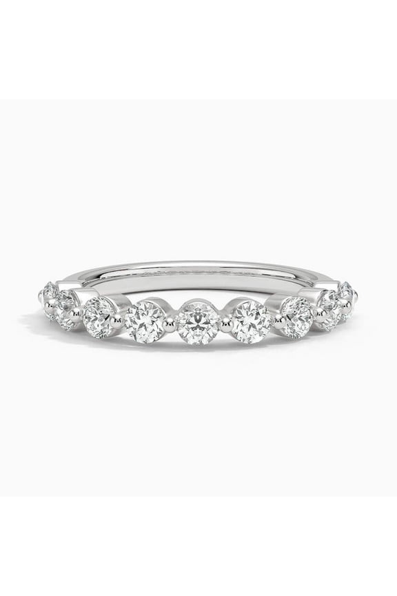 ry 1.58 Ct Round Cut Lab Ring - 14k White Gold Plated Rings for Her - Elegant Engagement Wedding Moissanite Ring - Perfect Casual Office Wear Curve Ring - A Stunning Daily Wear Band