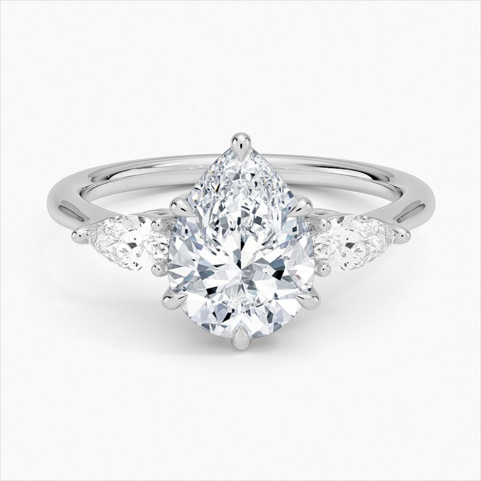 Ember Jewelry 1.91 Ct Pear Cut Moissanite Engagement Ring - 14K White ...