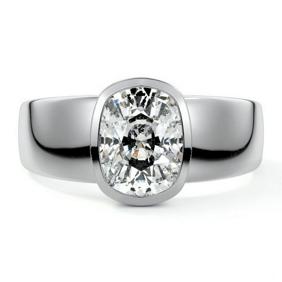 ry 14K White Gold Plated 2.04 Ct Oval Cut Moissanite Engagement Ring - Anniversary Designer Solitaire Ring - Gorgeous Bezel Set for Her - A Forever Moissanite Ring to Cherish Forever