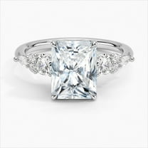 Ember Jewelry 14K White Gold Plated 2.13 Ct Radiant Cut Moissanite Engagement Ring - A Dazzling Design for Any Occasion - Perfect for Weddings or Anniversary Gift - Show Your Love with This Ring