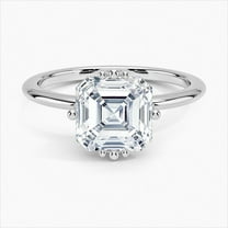 Ember Jewelry 14K White Gold Plated Asscher Cut Moissanite Solitaire Rings - Exquisite 2.04 Ct VVS1/D Moissanite with Unique Prongs - An Enchanting Choice for Engagement or Anniversary Day
