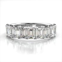 Ember Jewelry 2.09 Ct Moissanite Emerald Cut Engagement Ring - 14K White Gold Plated Ring - Half Eternity Band Wedding Ring For Her - A Beautiful Expression of Your Love This Christmas