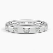 EMBER JEWEL ry 2.76 Ct Emerald Cut Moissanite Rings for Her - Crafted in 14k White Gold Plated - Elegant Engagement Moissanite Rings - Stunning Forever Ring - Timeless Full Eternity Band for Her