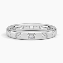 Ember Jewelry 2.76 Ct Emerald Cut Moissanite Rings for Her - Crafted in 14k White Gold Plated - Elegant Engagement Moissanite Rings - Stunning Forever Ring - Timeless Full Eternity Band for Her