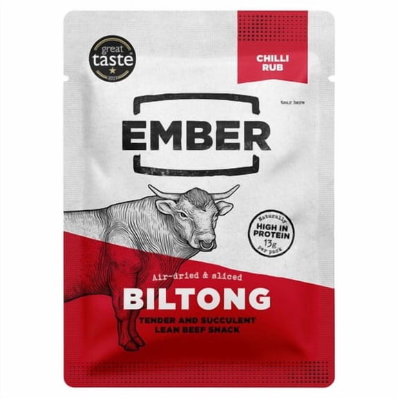 Ember Snacks Chilli Flavour Beef Biltong 25g, British Import (Pack of 3)