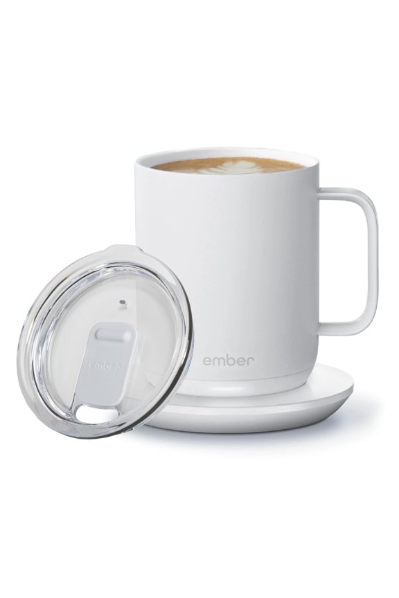 Temperature Control Smart Mug 2, 10 oz, Grey, 80 min Battery Life | App Controlled Heated Coffee Mug | Improved Design with Clear Splash-Proof Sliding Lid