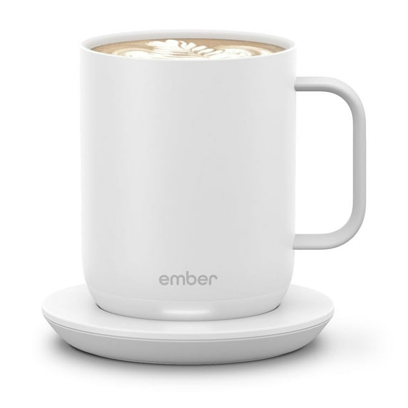 Ember Temperature Control Smart Mug 2, 10 oz, White, Up To 1.5-hr Battery Life - App Controlled Heated Coffee/Tea Mug - Improved Design