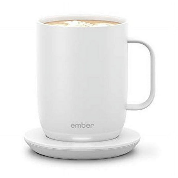 Ember Temperature Control Smart Mug 2, 14 oz, White, up to 1.5-hr Battery Life - App Controlled Heated Coffee/Tea Mug - Improved Design