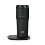 القدح السفر العنبر 2، 12 oz أسود | القدح ساخنة الذكية مع التحكم في درجة الحرارة & شحن السفينة
