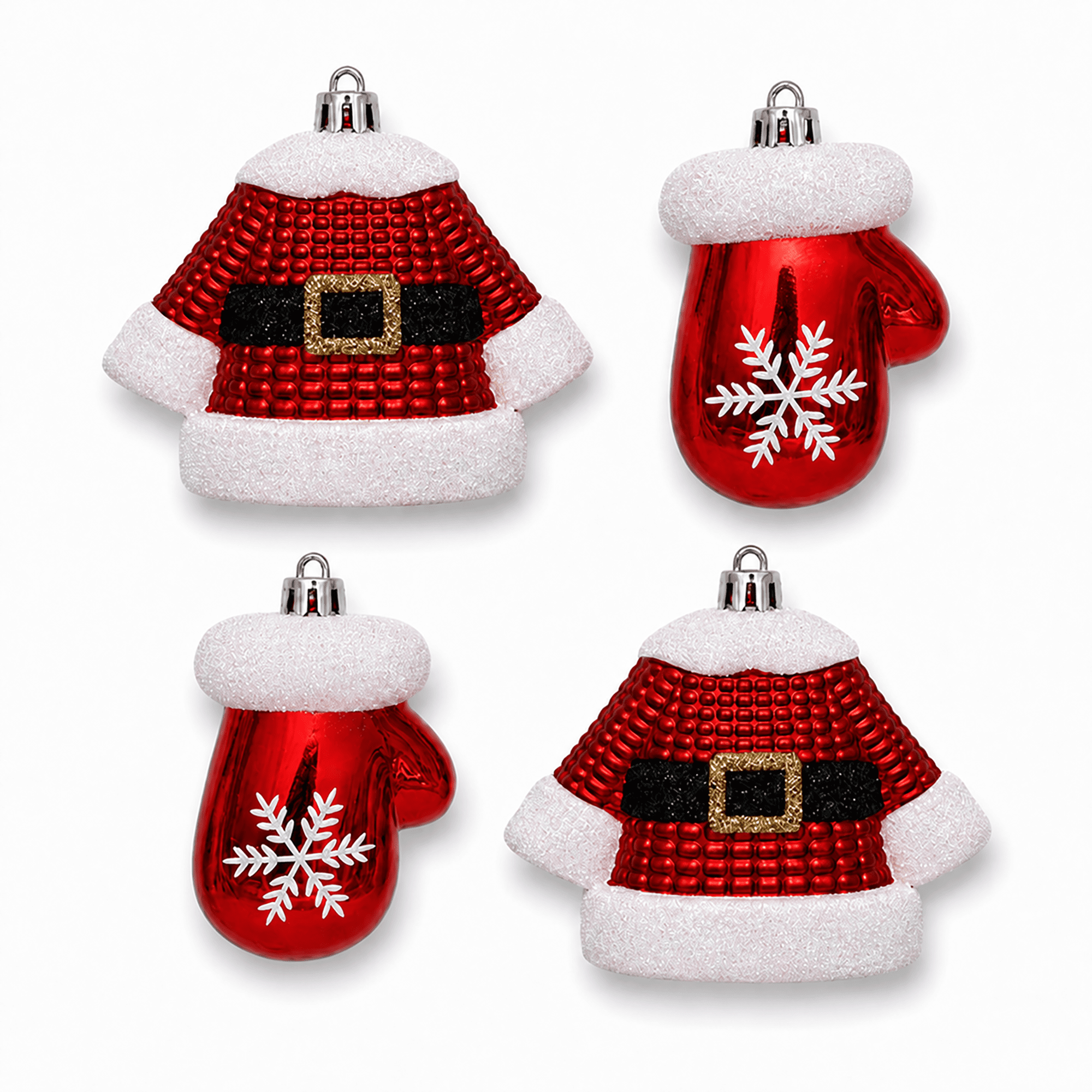 Santa Mittens Emberlane 4ct Santa Suit Mitten Christmas Ornaments, Red White ...