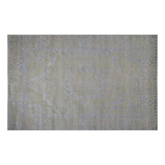 Emblem 12 5.0X8.0 Silver Knotted Wool & Viscose Area Rug