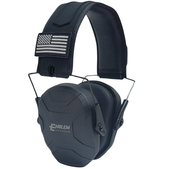 Emblem OD Shield XT Shooting Ear Protection for Gun Range | NRR 24dB | Construction Hearing Protection for Adults and Kids | Slim Noise Reducing Ear Muffs for Sport and Safety (Black)