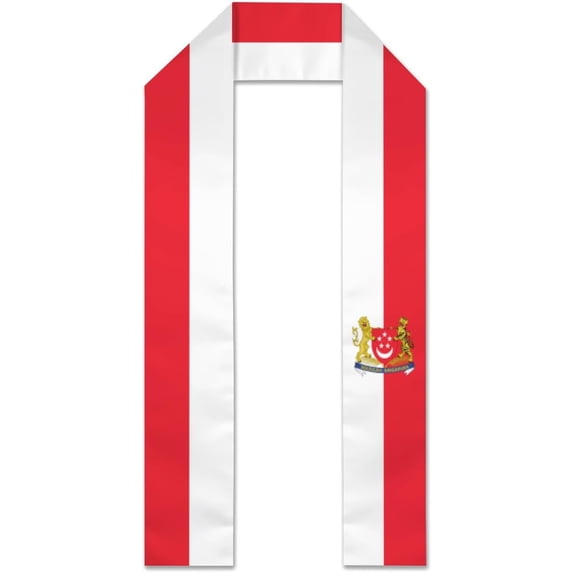 Emblem Singapore Flag Graduation Stole Graduate Shawl Sash Scraf Gift For Abroad Student International Study (Square)