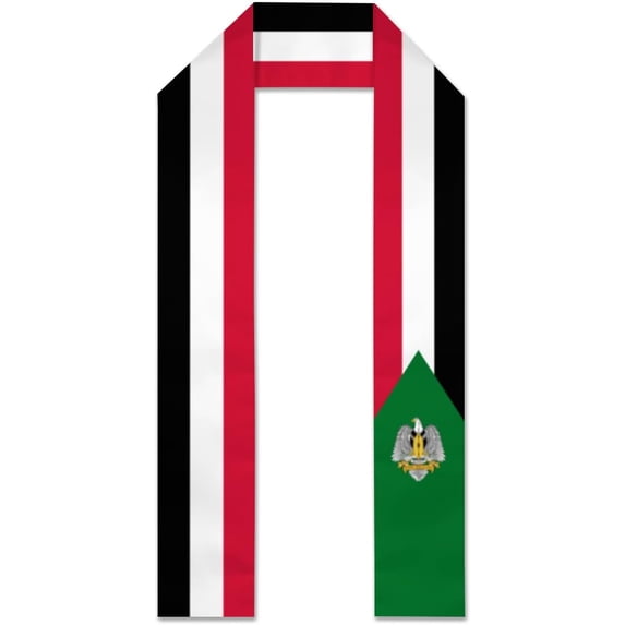 Emblem Sudan Flag Graduation Stole Graduate Shawl Sash Scraf Gift For Abroad Student International Study (Square)