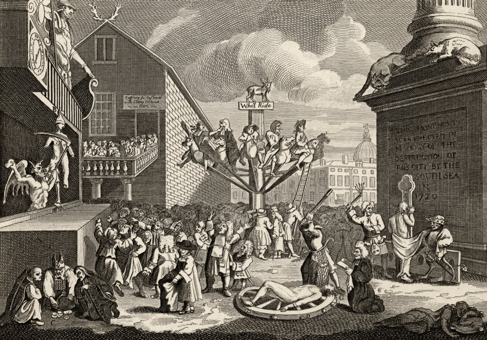 Emblematical Print Of The South Sea From The Works Of Hogarth Published London 1833 Canvas Art - Ken Welsh Design Pics (17 x 12)
