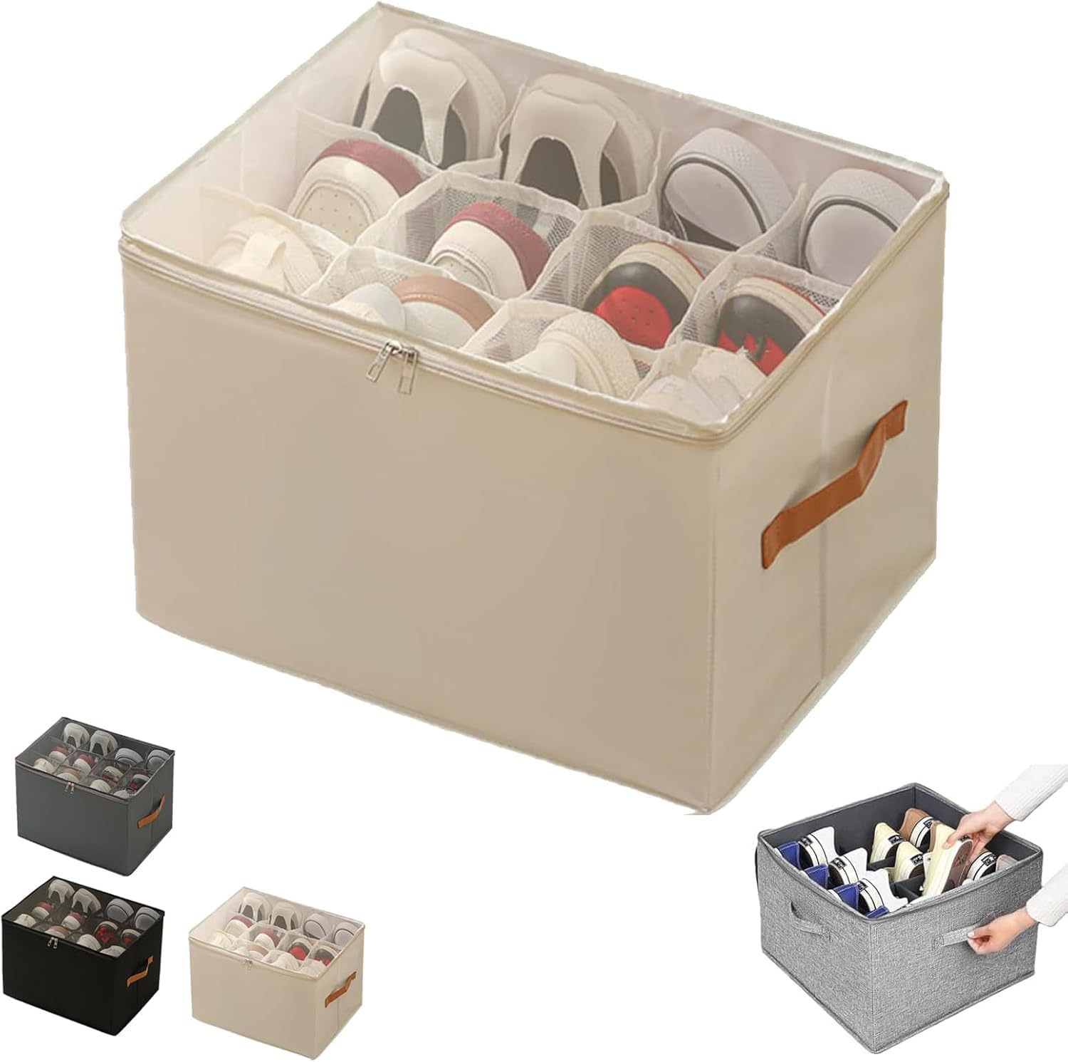 Emboadlie Fabric Shoe Organizer Storage Box, Emboadlie Organizer ...