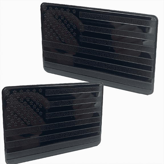 Embossed 3D Metal All Black American Flag Emblem Decal Stickers (1 pc), Matte Black 5" x 3" Patriotic USA US Flag Car Decals Bumper Stickers for Truck, Window, Motorcycle, Support US Military