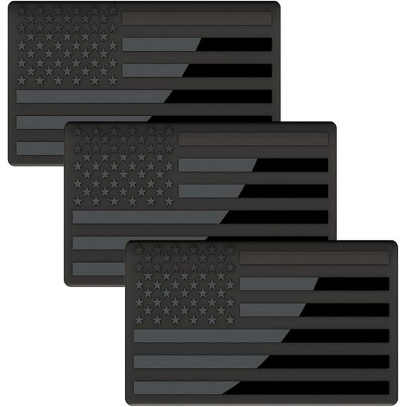 Embossed 3D Metal All Black American Flag Emblem Decal Stickers, Matte Black 5" x 3" Patriotic USA US Flag Car Decals Bumper Stickers for Truck, Window, Motorcycle, Support US Military