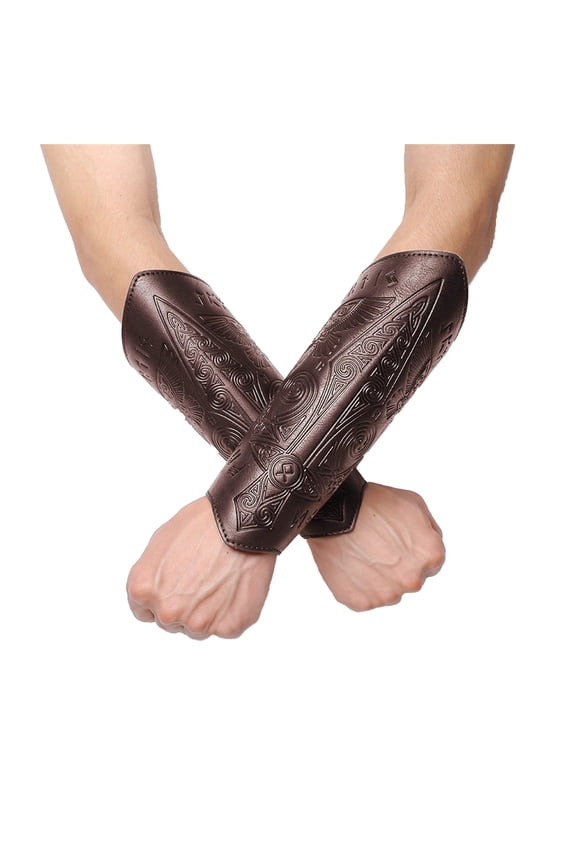 Embossed Arm Bracers Retro Leather Arm Gauntlets Vintage Arm Guards 1PCS