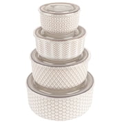Kook Ceramic Nesting Bowls with Lids, Set of 4, Narbonne Collection