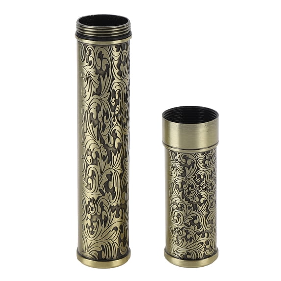 Embossed Bronze Metal Tube Container Weatherproof Portable Storage Capsule for Camping Gear Heavy Duty Protective Travel Cylinder Case 18 x 9 Inches / 45.7 x 22.8 cm
