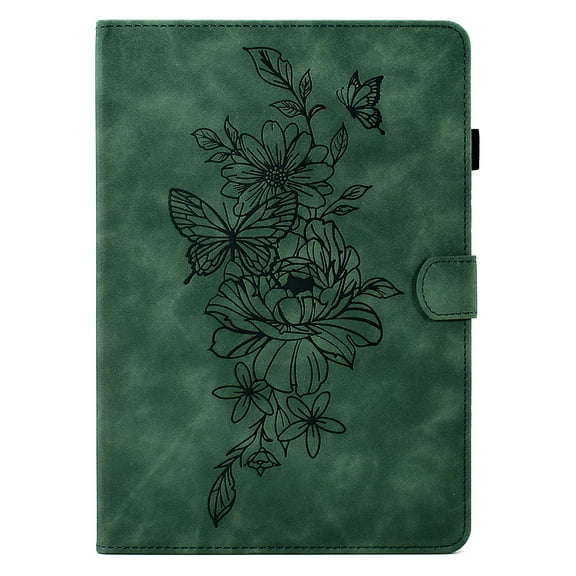 Embossed Butterfly Flower Case for Kindle (11th Generation) 2022 Release 6" - PU Leather/TPU Protective Case with Card Slots, Lightweight Cute Folio eBook Reader Cover, Green