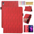 thumbnail image 1 of Embossed Case for Lenovo Tab P11 2020 / P11 Plus 2021, Auto Sleep/Wake Bussiness Premium PU Leather Folio Stand Cover Flip Shell with Card Slots & Elastic Band & Pencil Slot - Red, 1 of 5