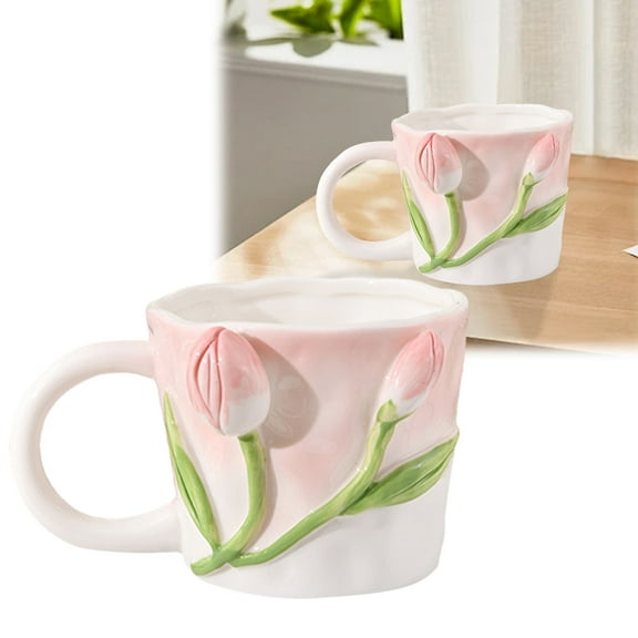 Embossed Ceramic Mugs, Handmade Large Coffee Cups for Latte & Cereal, 16oz Mug for Hot & Cold Beverages, Dishwasher Safe