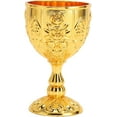 thumbnail image 1 of Embossed Chalice Goblet, Vintage Flower Pattern Wine Chalice Metal Wine Cup for Home Party Wedding Decoration Medieval Decor (Gold), 1 of 18