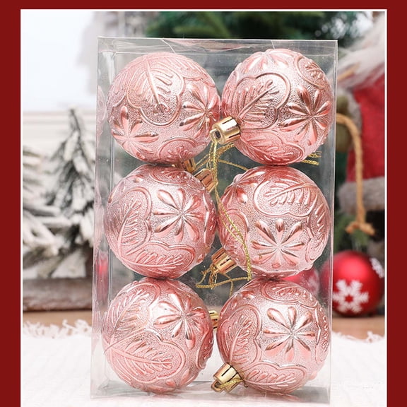 Embossed Christmas hanging ornament, 6cm plastic decorative ball with rope for tree decor home and commercial holiday decorating