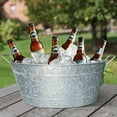 thumbnail image 1 of Embossed Design Oval Shape Galvanized Steel Tub with Side Handles Small Silver - Saltoro Sherpi, 1 of 6