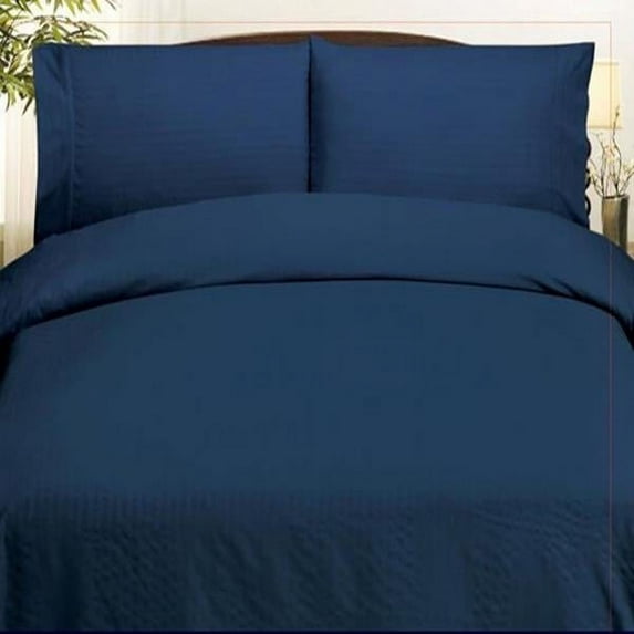 Plazatex Embossed Dobby Stripe Microfiber Comforter Bed In A Bag Set - Queen 86x86", Navy