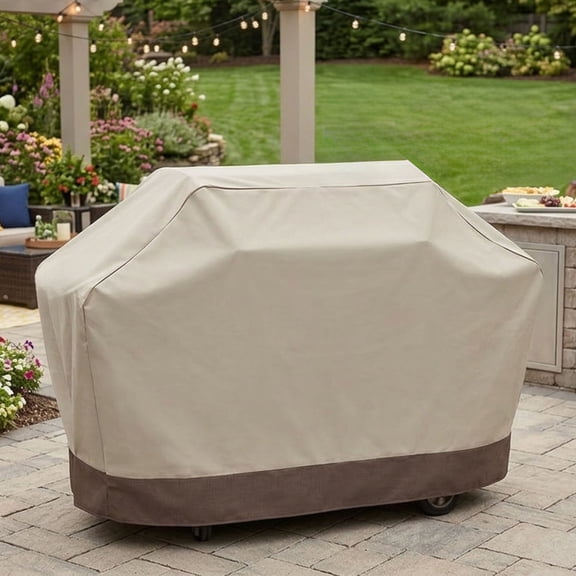 LB International Embossed Durable Outdoor Patio Full Premium Gas Grill Cover - Taupe