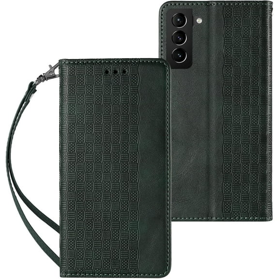 Embossed Flip Wallet Leather Phone Case for Samsung Galaxy A72 A52 S A32 A22 A12 A42 5G 4G, Hanging Rope, Stand, Card Holder Back Cover, Personalized Pattern Bracket Shell(Green,A22 4G)