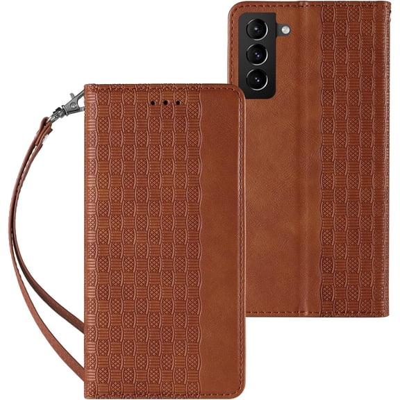 Embossed Flip Wallet Leather Phone Case for Samsung Galaxy S20 S10 Note 20 Ultra Plus E FE, Hanging Rope, Stand, Card Holder Back Cover, Personalized Pattern Bracket Shell(Brown,S20)