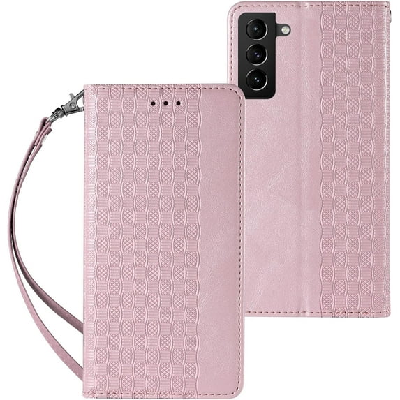 Embossed Flip Wallet Leather Phone Case for Samsung Galaxy S20 S10 Note 20 Ultra Plus E FE, Hanging Rope, Stand, Card Holder Back Cover, Personalized Pattern Bracket Shell(Pink,S20 Ultra)