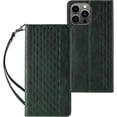 thumbnail image 1 of Embossed Flip Wallet Leather Phone Case for iPhone 14 13 12 11 Pro Max Plus Mini, Hanging Rope, Stand, Card Holder Back Cover, Personalized Pattern Bracket Shell(Green,12 Pro Max), 1 of 8
