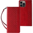 thumbnail image 1 of Embossed Flip Wallet Leather Phone Case for iPhone 14 13 12 11 Pro Max Plus Mini, Hanging Rope, Stand, Card Holder Back Cover, Personalized Pattern Bracket Shell(Red,14 Plus), 1 of 8