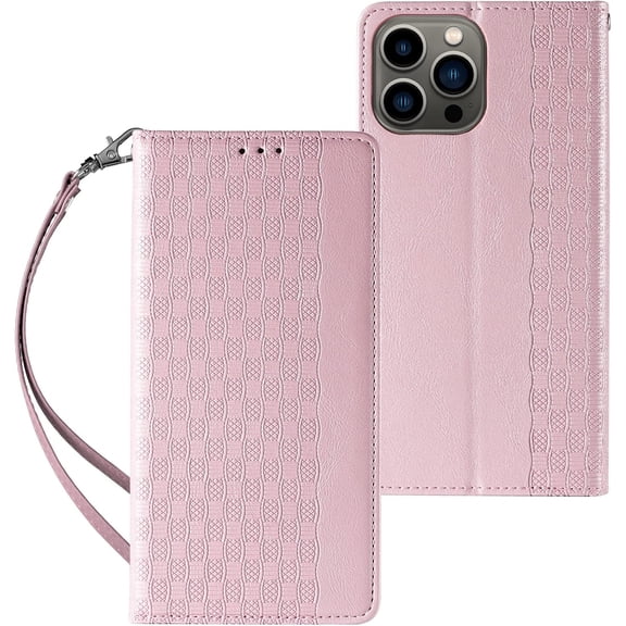 Embossed Flip Wallet Leather Phone Case for iPhone X XS XR SE 8 7 6 6S Plus Max, Hanging Rope, Stand, Card Holder Back Cover, Personalized Pattern Bracket Shell(Pink,XS MAX)