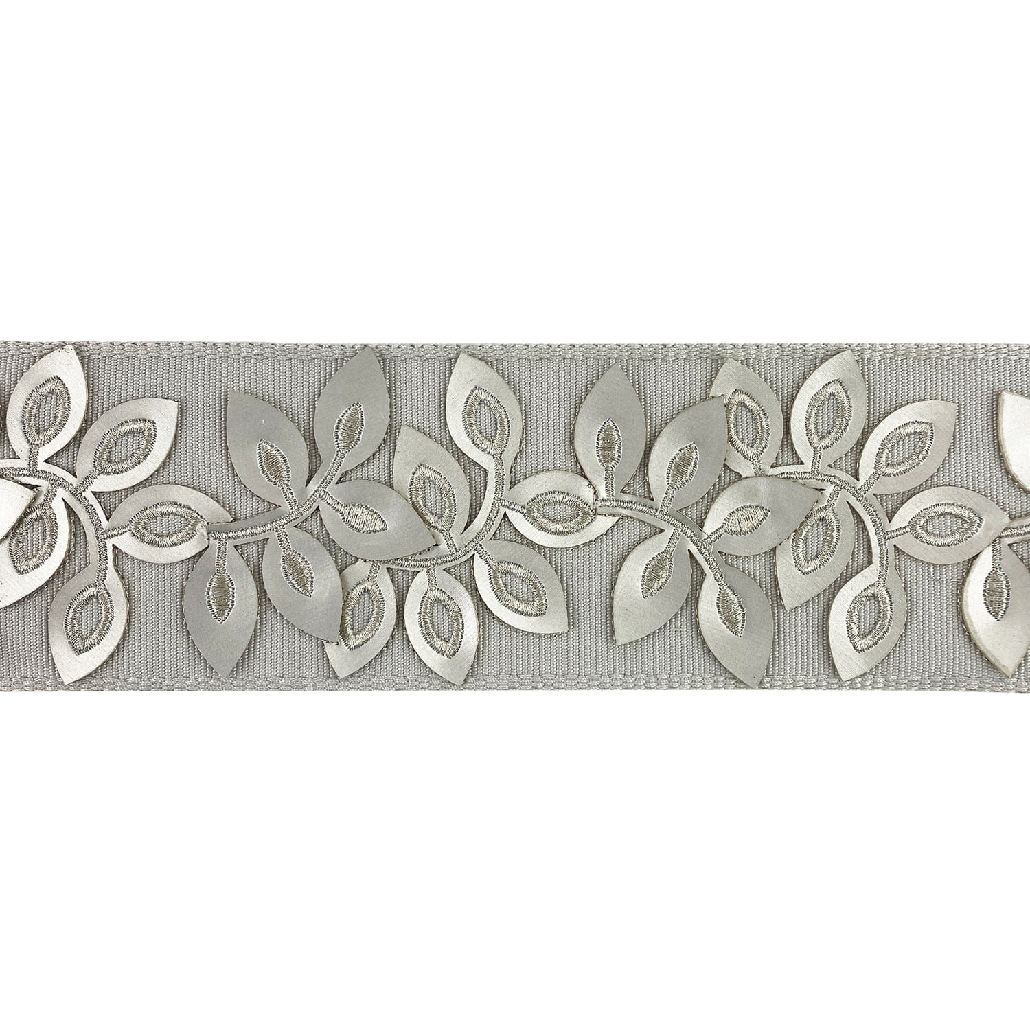 Embossed Floral Decorative Trim Tape - 3" Width (25 Yard Roll) - BR-7537-11 Silver