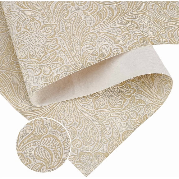 Embossed Flower Pattern PVC Leather Fabric for DIY Sewing Crafts Wallets Jewlery Making Floral White 1840x1400x0.5mm diy