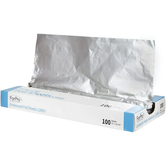 Embossed Foil Sheets 1200S, Aluminum Foil, Pop-Up Dispenser, for Hair Color Application and Highlighting Services, Food Safe, 12 W x 10.75 L, 100-Count