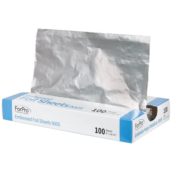 Embossed Foil Sheets 900S, Aluminum Foil, Pop-Up Dispenser, for Hair Color Application and Highlighting Services, Food Safe, 9 W x 10.75 L, 100-Count
