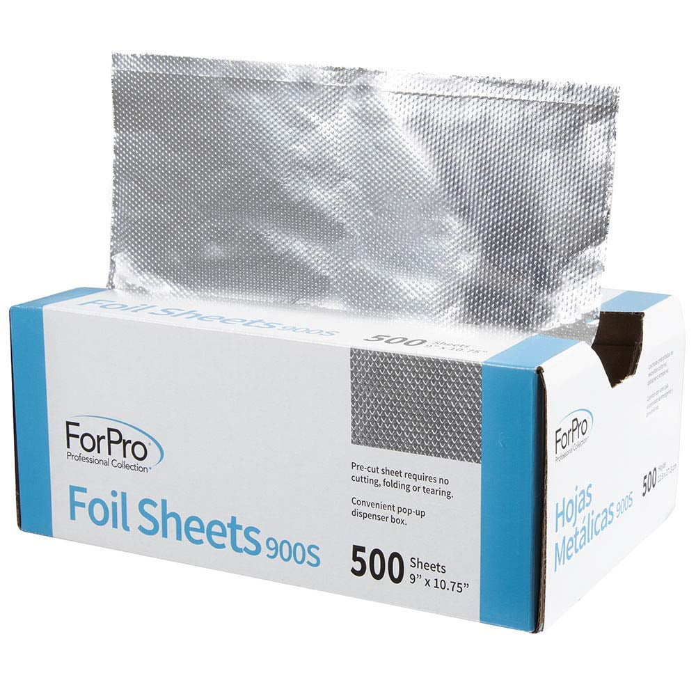 Embossed Foil Sheets 900S, Aluminum Foil, PopUp Dispenser for Hair Color Application and Highlighting, Food Safe, 9” W x 10.75” L, 500 Count