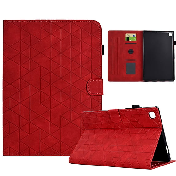 Embossed Folio Flip Case Cover for Samsung Galaxy Tab A 10.1 2019 SM-T515/SM-T510, Premium PU Leather Kickstand Card Slots with Pen Slot Case for Samsung Galaxy Tab A 10.1 2019, Red