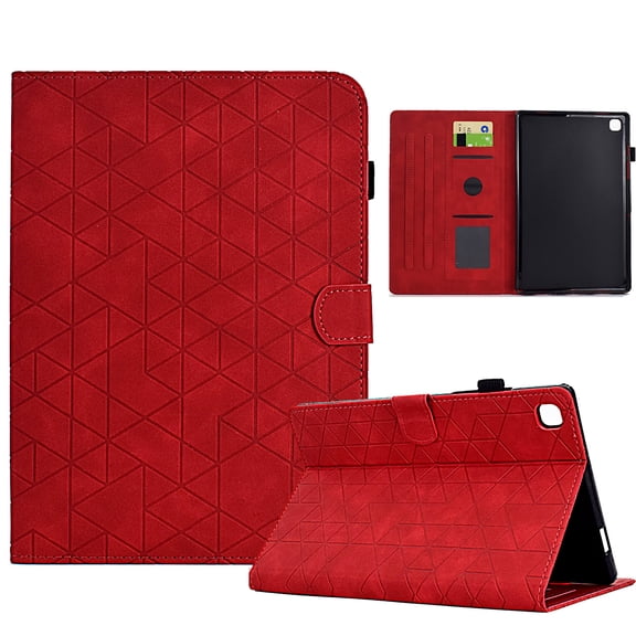 Embossed Folio Flip Case Cover for Samsung Galaxy Tab A 10.1 2019 SM-T515/SM-T510, Premium PU Leather Kickstand Card Slots with Pen Slot Case for Samsung Galaxy Tab A 10.1 2019, Red