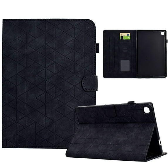 Embossed Folio Flip Case Cover for Samsung Galaxy Tab A 10.1 2019 SM-T515/SM-T510, Premium PU Leather Kickstand Card Slots with Pen Slot Case for Samsung Galaxy Tab A 10.1 2019, Black