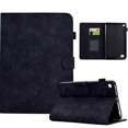 thumbnail image 1 of Embossed Folio Flip Smart Case for Amazon Fire HD 7 2019/2017/2015, Premium PU Leather Kickstand Card Slots Magnetic Auto Sleep / Wake with Pen Slot Case for Fire HD 7 2019/2017/2015, Black, 1 of 5