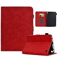 thumbnail image 1 of Embossed Folio Flip Smart Case for Amazon Kindle Fire 7 12th Gen 2022, Premium PU Leather Kickstand Card Slots Magnetic Auto Sleep / Wake with Pen Slot Case for Kindle Fire 7 12th Gen 2022, Red, 1 of 5